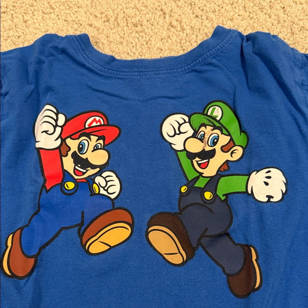 Nintendo Super Mario and Luigi long sleeve blue tee shirt, size 7 - Picture 4 of 5